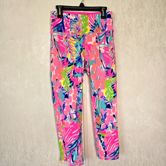 Lilly Pulitzer Womens S Luxletic Leggings Weekender Gumbo Limbo High Rise UPF 50 - Picture 1 of 8